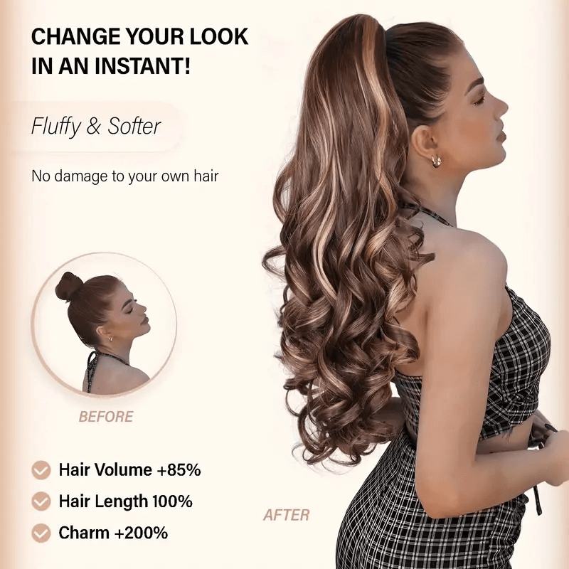 24 Claw Clip Long Wavy Ponytail Extension