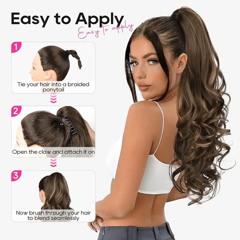 24 Claw Clip Long Wavy Ponytail Extension