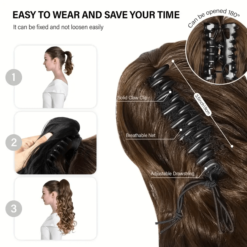 24 Claw Clip Long Wavy Ponytail Extension