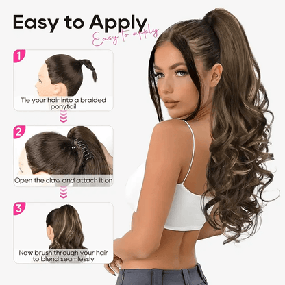 24 Claw Clip Long Wavy Ponytail Extension